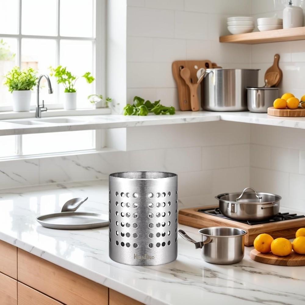 Versatile Silver Utensil Drying Rack for Stylish Kitchen Organization - 5.32in