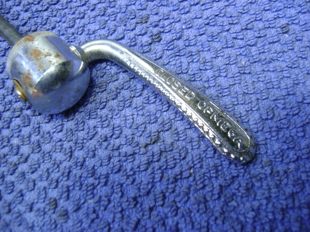Used Front Ofmega older style road skewer quick release, missing adjuster end