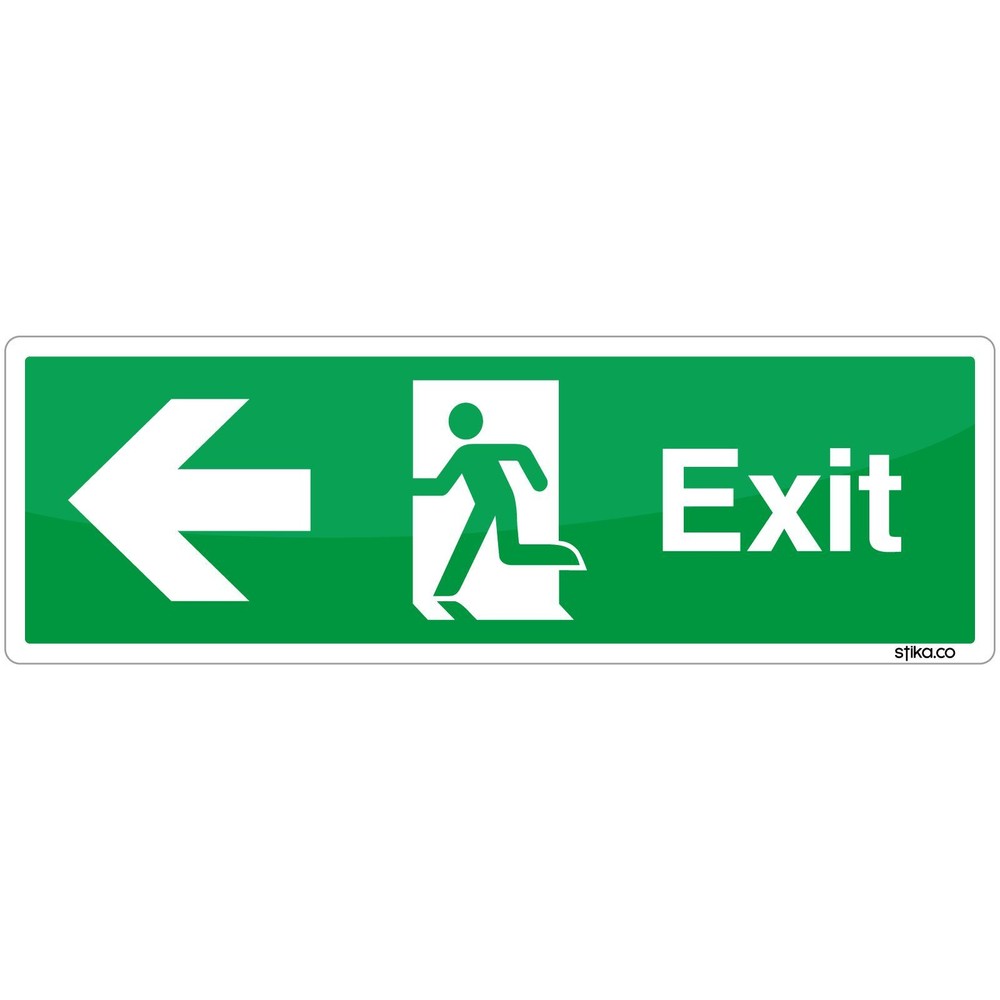 Emergency Exit Left Sign Sticker 200x66mm British Standard Vinyl Sticker