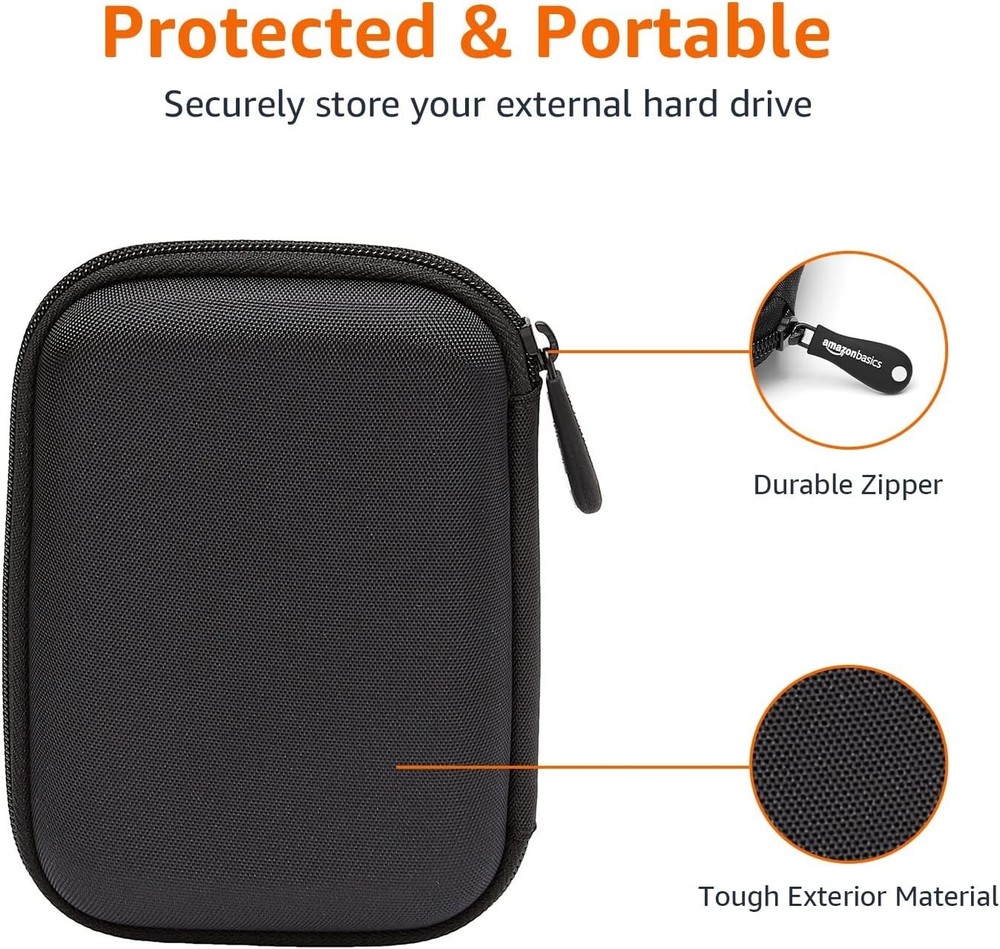 Amazon Basics External Hard Drive Portable Carrying Case, Black