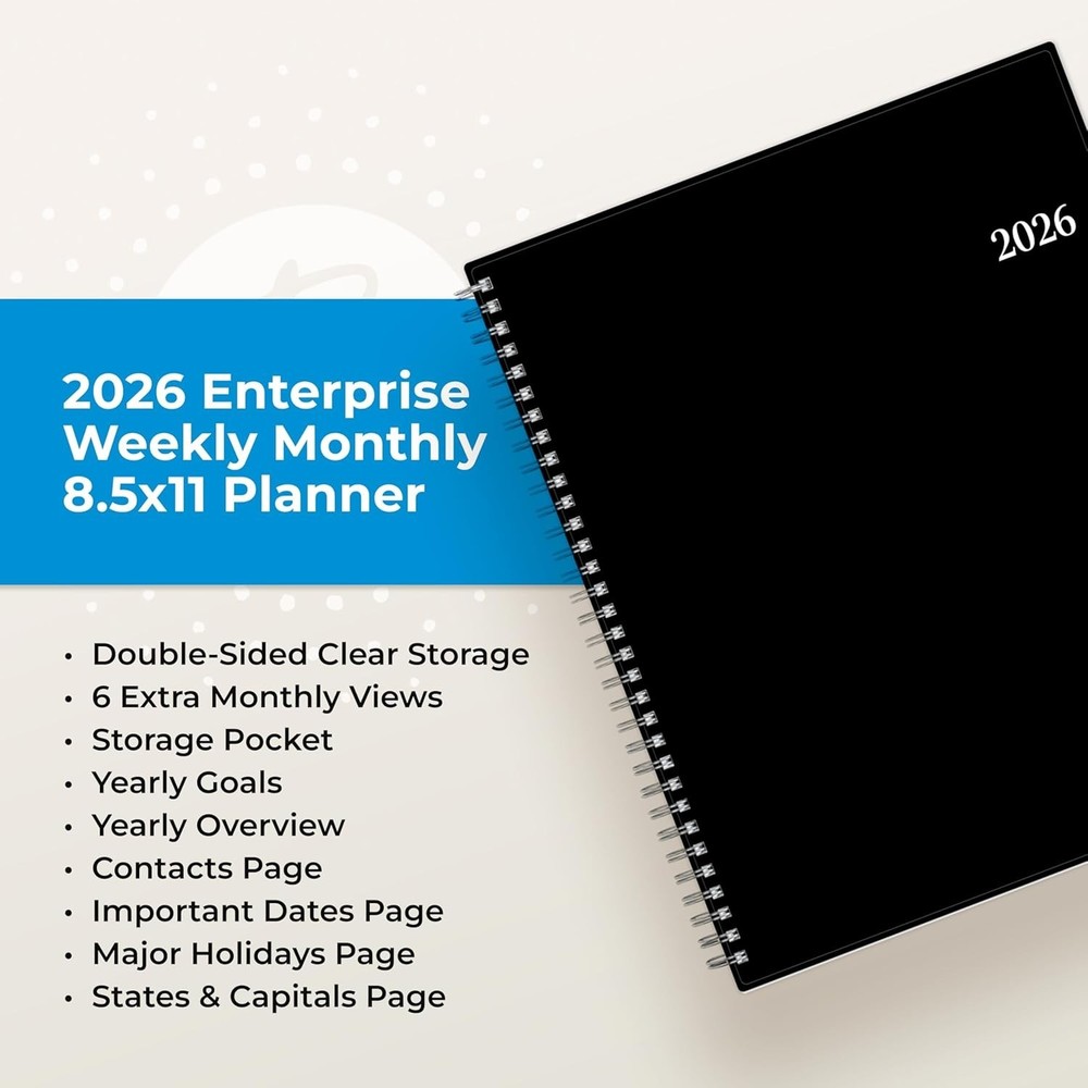 2026 Monthly & Weekly Planner - 8.5" x 11" with Laminated Tabs & Easy Navigation