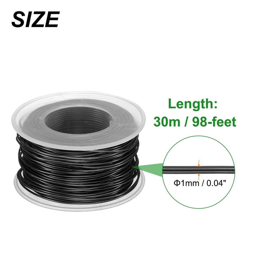 Bonsai Wire Anodized Aluminum Training Wire Roll 1mm 98ft Black