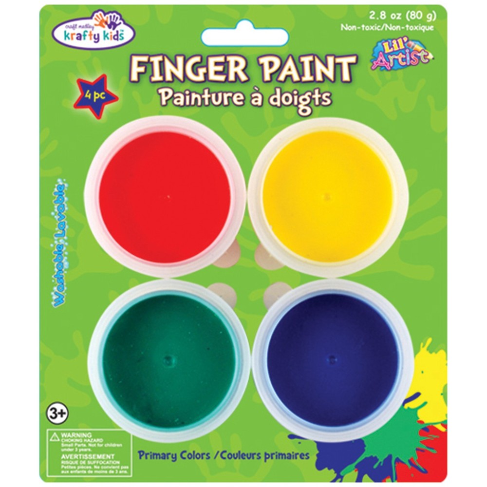Finger Paint Tubs .7oz 4/Pkg Primary