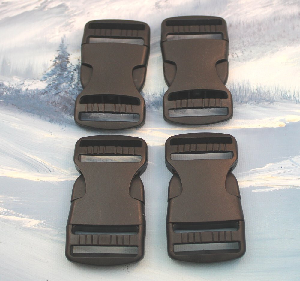 BLACK QUICK RELEASE BUCKLE FOR 1.25" ~ 1-1/4" WEBBING ~ 4 PACK