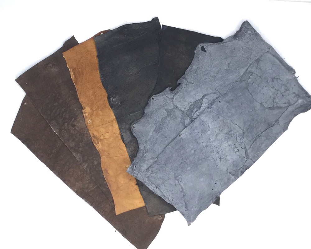 multiple color black gray brown Genuine Cane Toad Skin Leather sample 2pcs