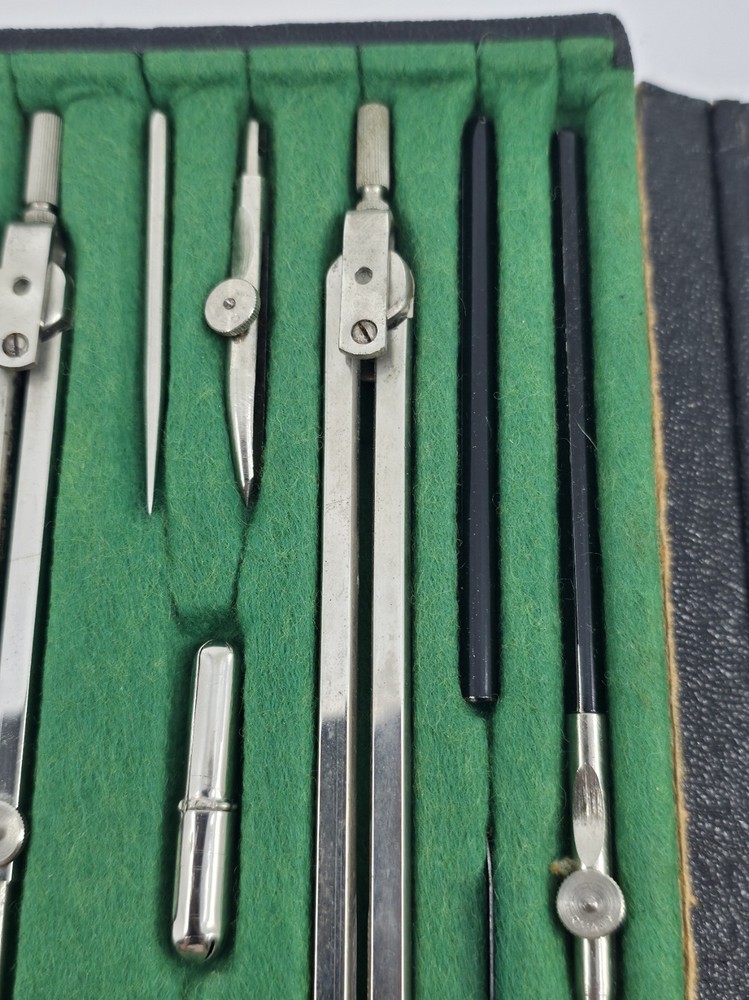 Vintage Tacro Germany 2125 Drafting Set Compass Engineer Architect Tools Case