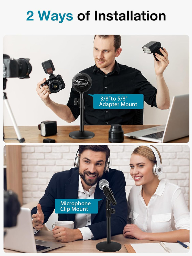 Innogear Desktop Microphone Stand, Upgraded Adjustable Table Mic Stand with Mic