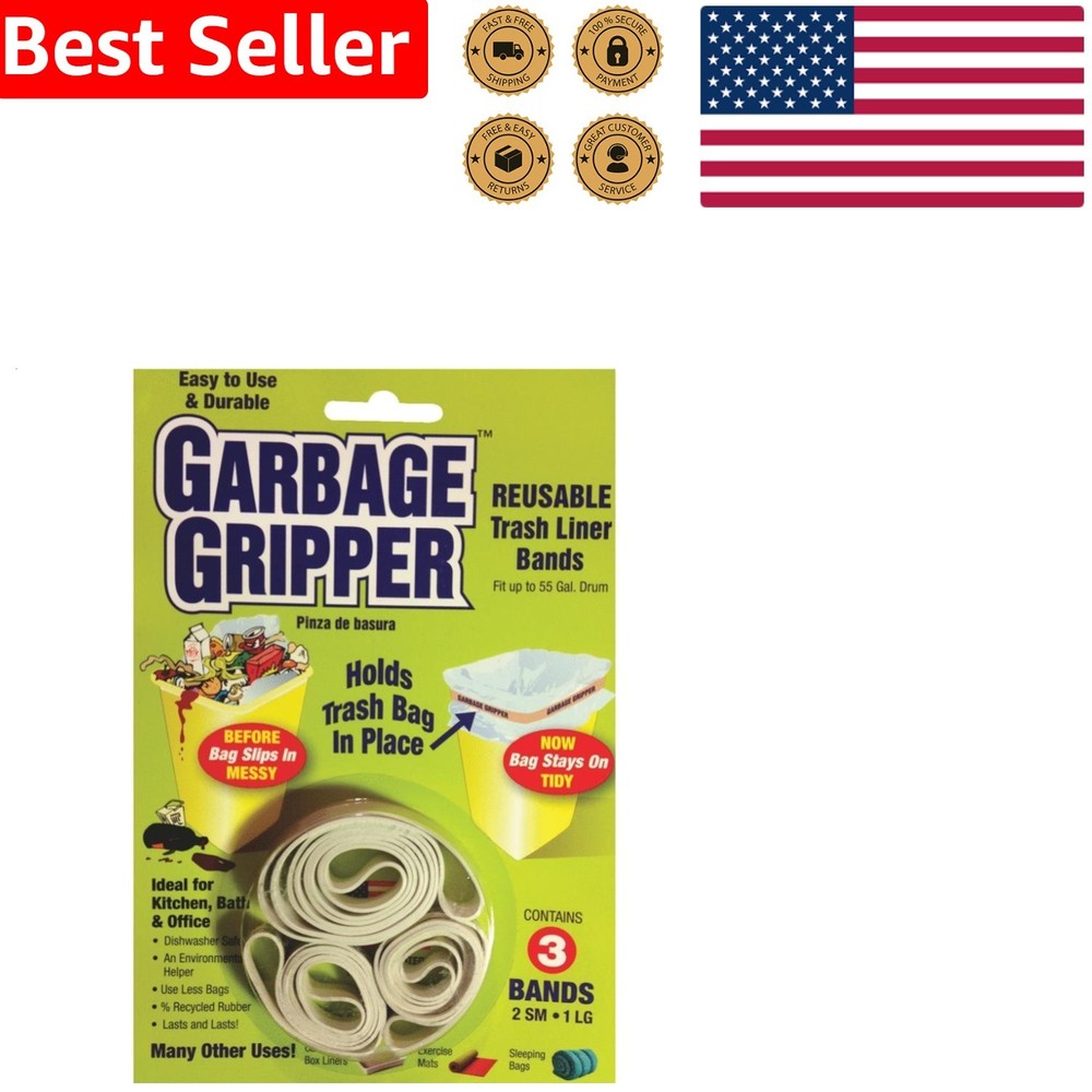 Compact 3pk Garbage Bag Bands - High-Quality Rubber for Efficient Waste Control