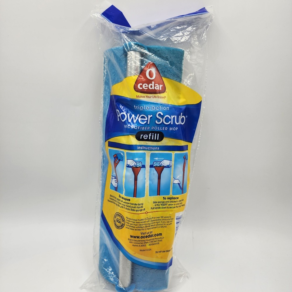 O Cedar Power Scrub Microfiber Wave Sponge Roller Mop Head Refill New Sealed