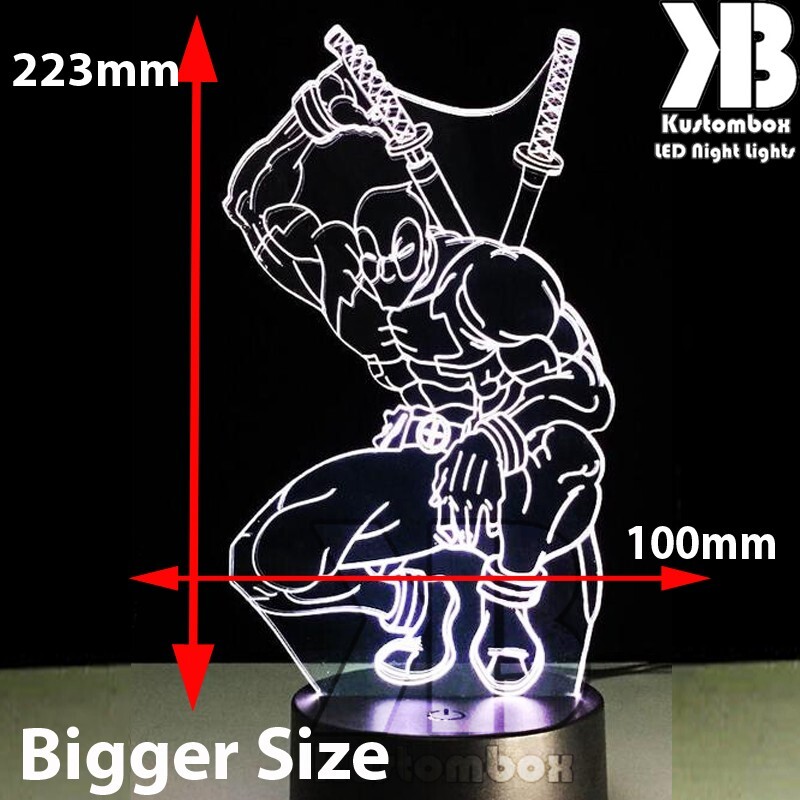 DEADPOOL MARVEL COMIC SUPERHERO 3D LED BATTERY USB NIGHT LIGHT 7 COLOUR REMOTE