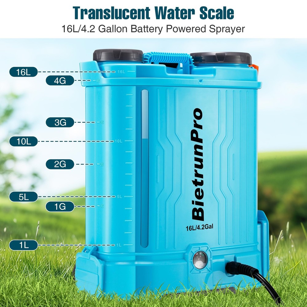 4.2 Gallon Battery Powered Backpack Sprayer with Auto Mixing, 4H Continuous S...
