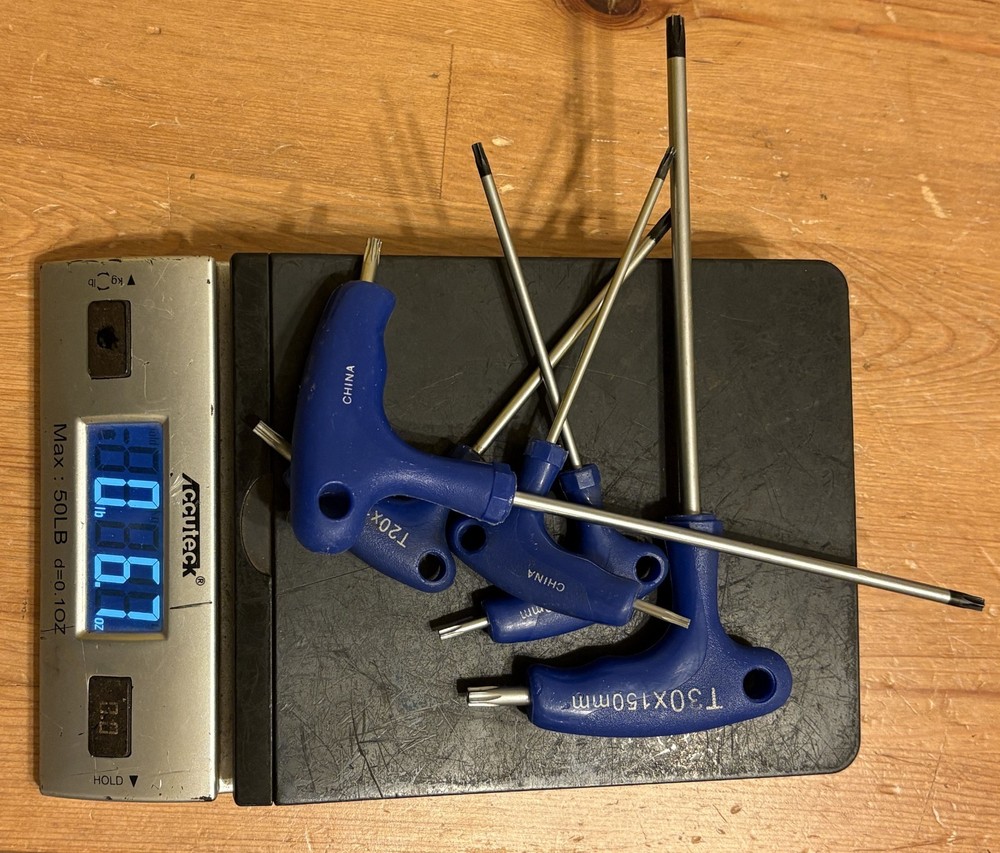 Torx Keys With Imp. + Short Side Hole x 5