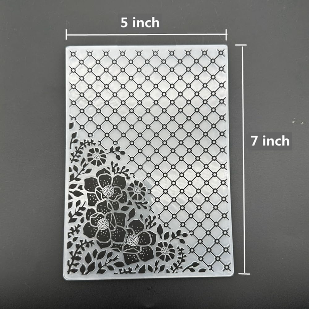 3D Plastic Embossing Folder Template Grid Rose Texture 5X7 Inch for Card Making