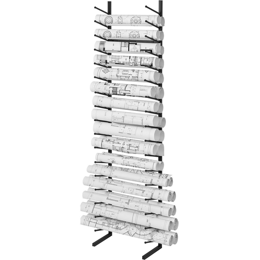 Blueprint Storage Rack Vertical Hanging 16-Tier Poster Display Rack, 22 lbs Load