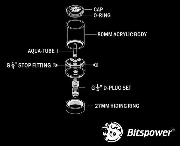 Bitspower 80mm Water Tank Z-Multi 803DP - D-Plug Model (POM Version)