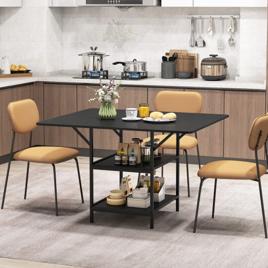 47 Inch Rectangular Dining Table with 2 Open Storage Shelves and Sturdy Metal Le
