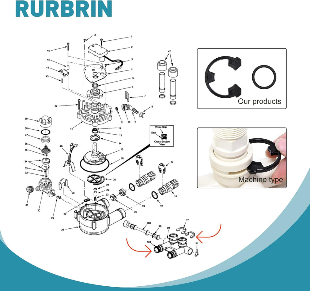 (4+4PCS) 3/4" Water Softener Clip and O-Ring Kit Compatible with GE Kenmore Eco