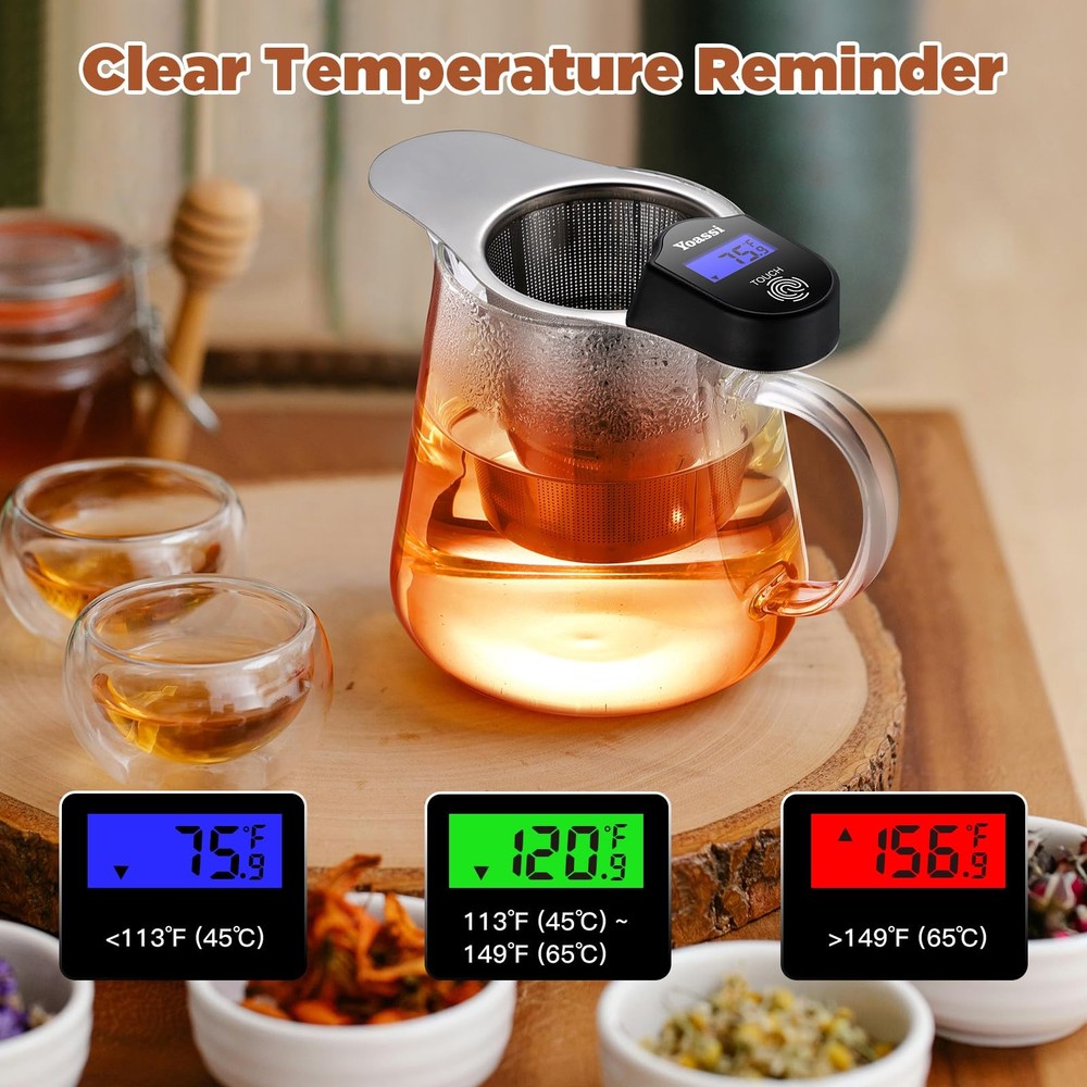 2025 Upgrade Touch Control Temperature Tea Infuser Strainers Extra Fine 18/8 ...
