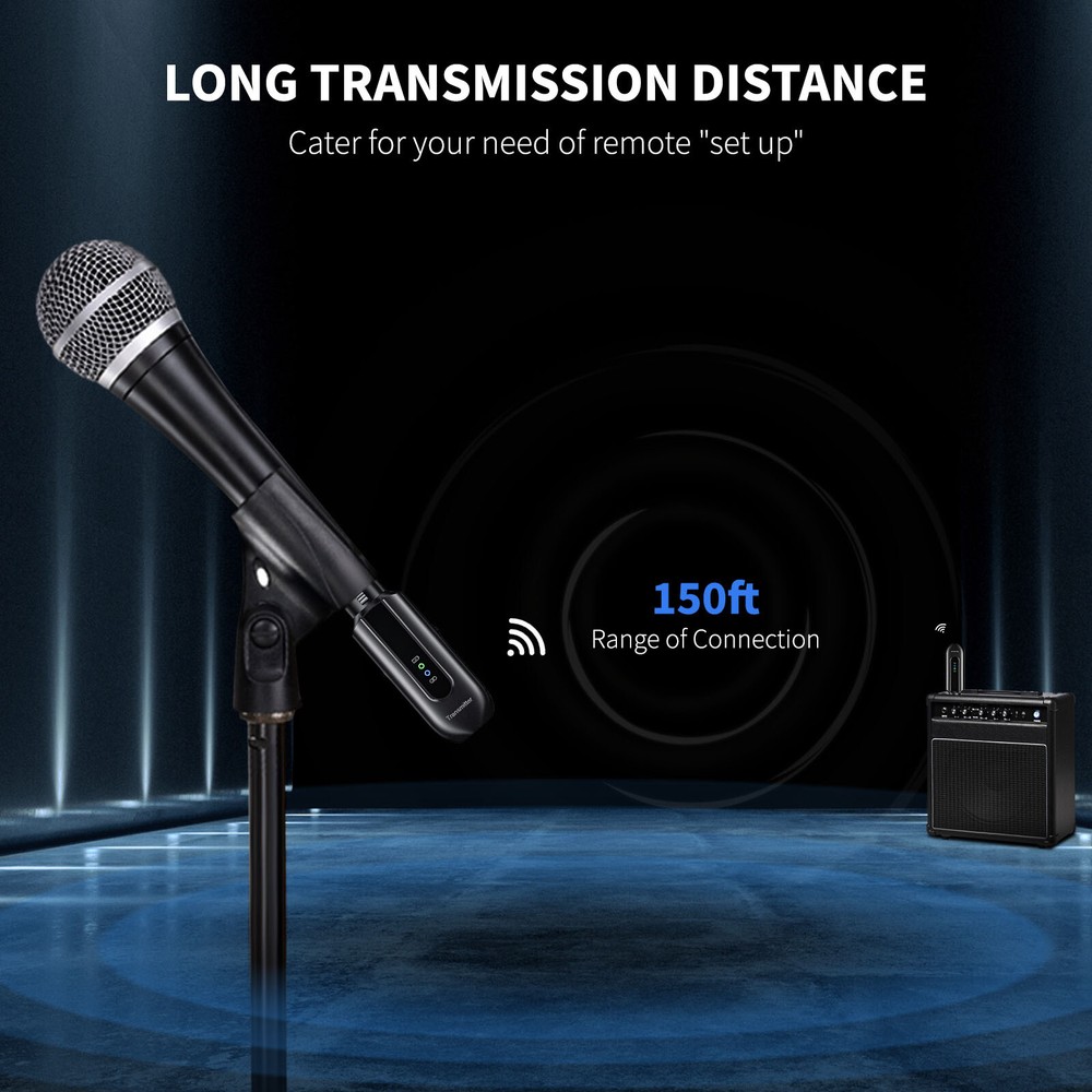 Wireless Microphone Transmitter Receiver 2.4Ghz, XLR System Rechargeable