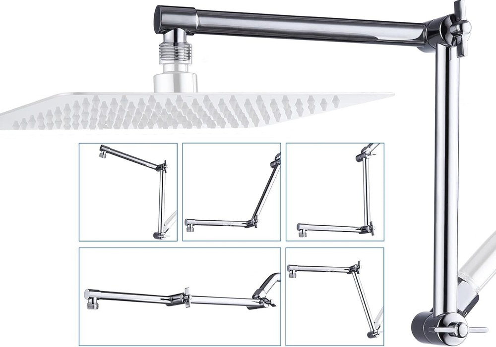 11 Inch Metal Shower Head Extension Arm,Solid Brass Height Angle Adjustable