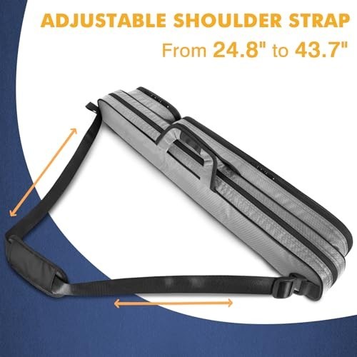Durable Pool Cue Case 2x2 - Holds 2 Sticks, Accessory Pockets, Shoulder Strap