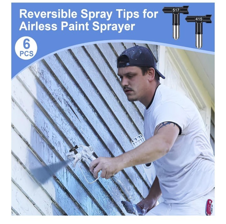 6HHG Reversible Spray Tip Precise Nozzle Airless Paint Replacement Diff Sizes