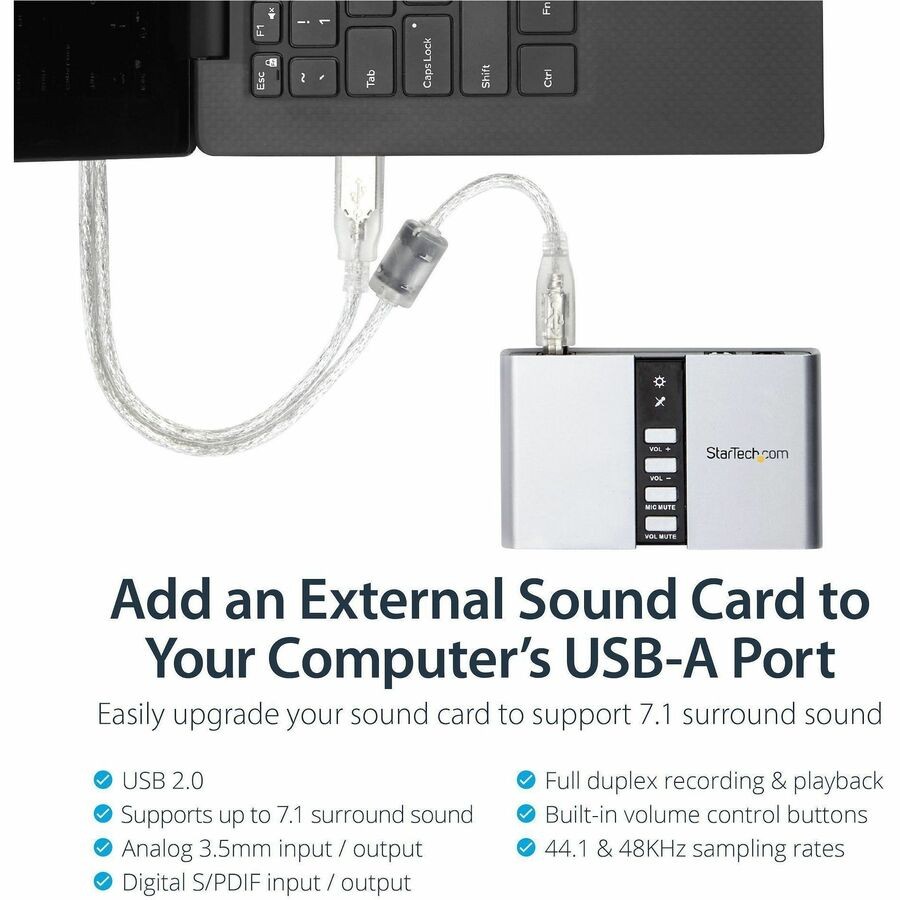 StarTech 7.1 USB Audio Adapter External Sound Card (ICUSBAUDIO7D)