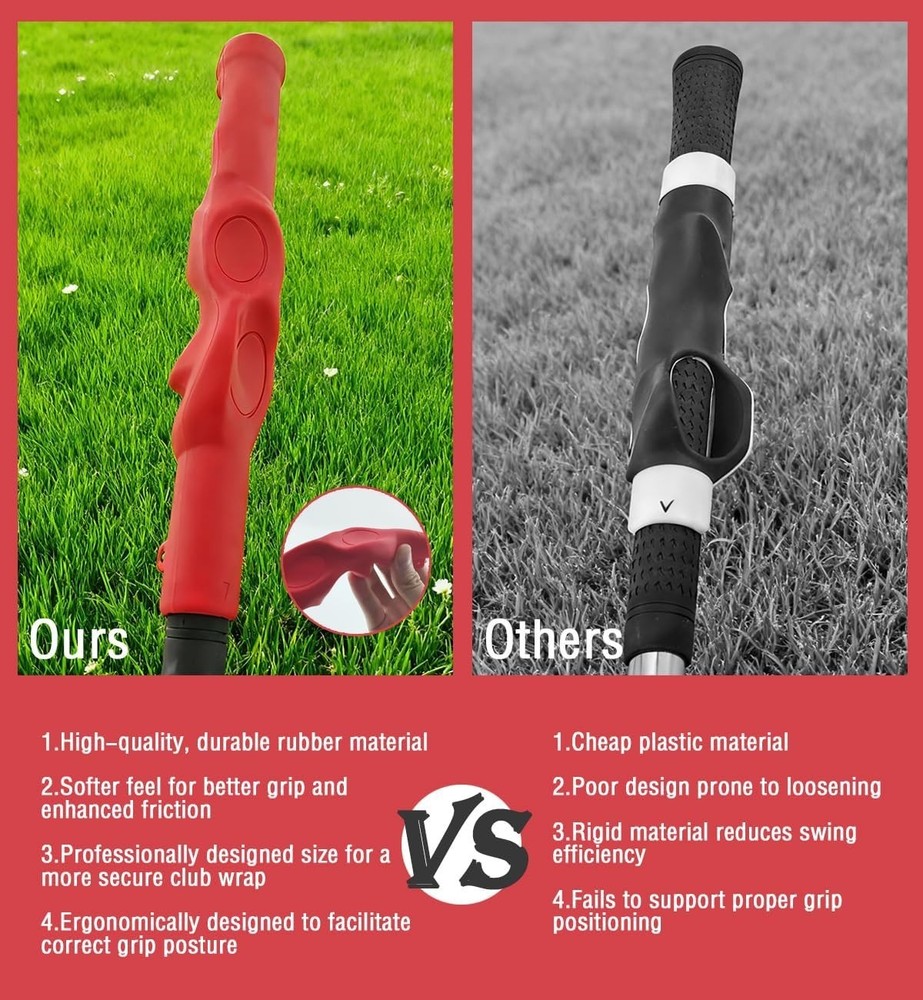 Rubber Golf Grip Trainer for Correct Hand Position | Golf Training Aid to red