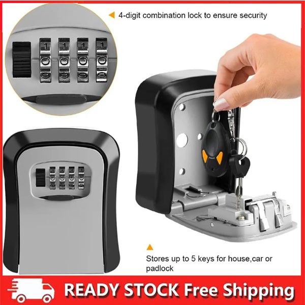 4 Digit Combination Key Lock Box Wall Mount Safe Security Storage Case Organizer