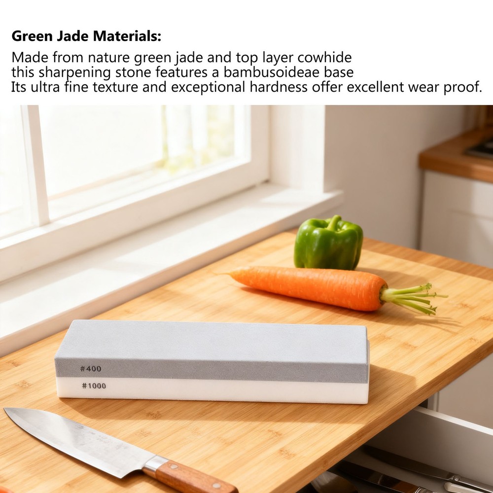Knife Sharpening Stone 2 Side With Anti Slip Base For Kitchen Grey And White