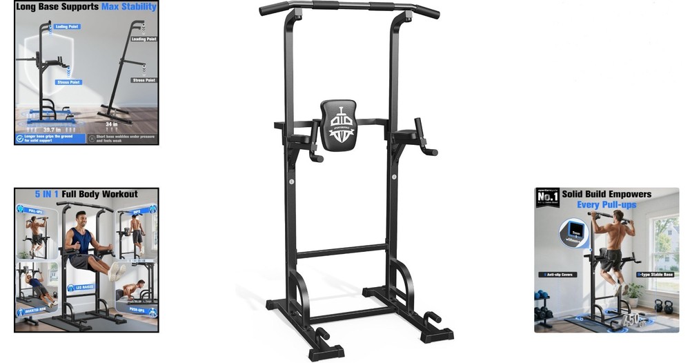 Durable Pull-Up Bar Station with Adjustable Height for Home Strength Training