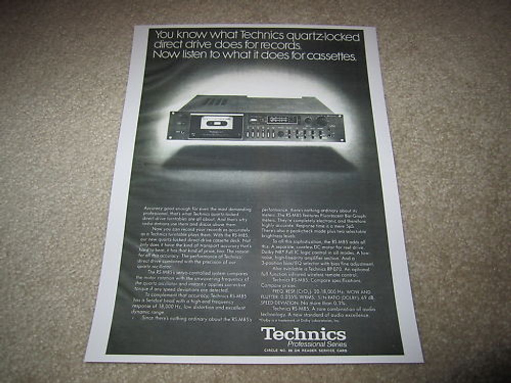 Technics RS-M85 Cassette Ad, 1978, Specs, Article, 1 pg