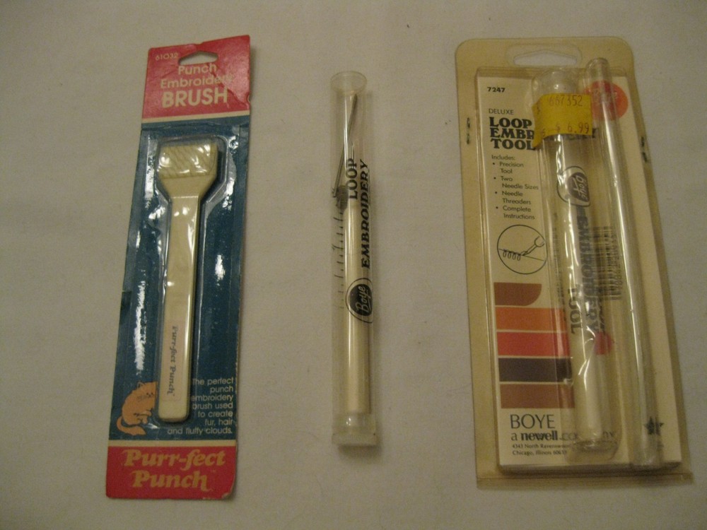 TWO Boye Deluxe Loop Embroidery Tool 7247. One NEW in Sealed Pkg. & Brush