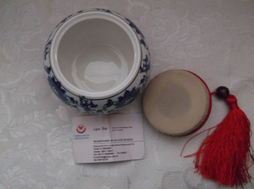 Hand Painted Ceramic Tea Caddy Urn Jar