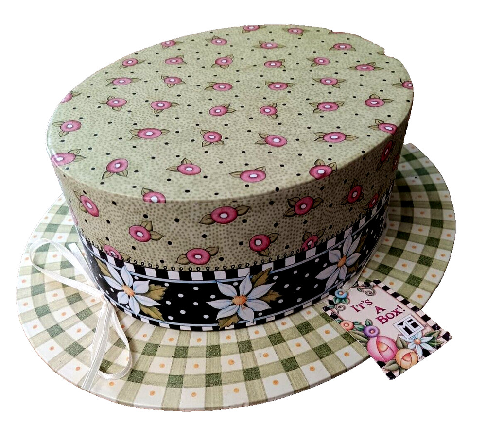 Mary Engelbreit Gingham & Pink Flowers Gift Box NEW