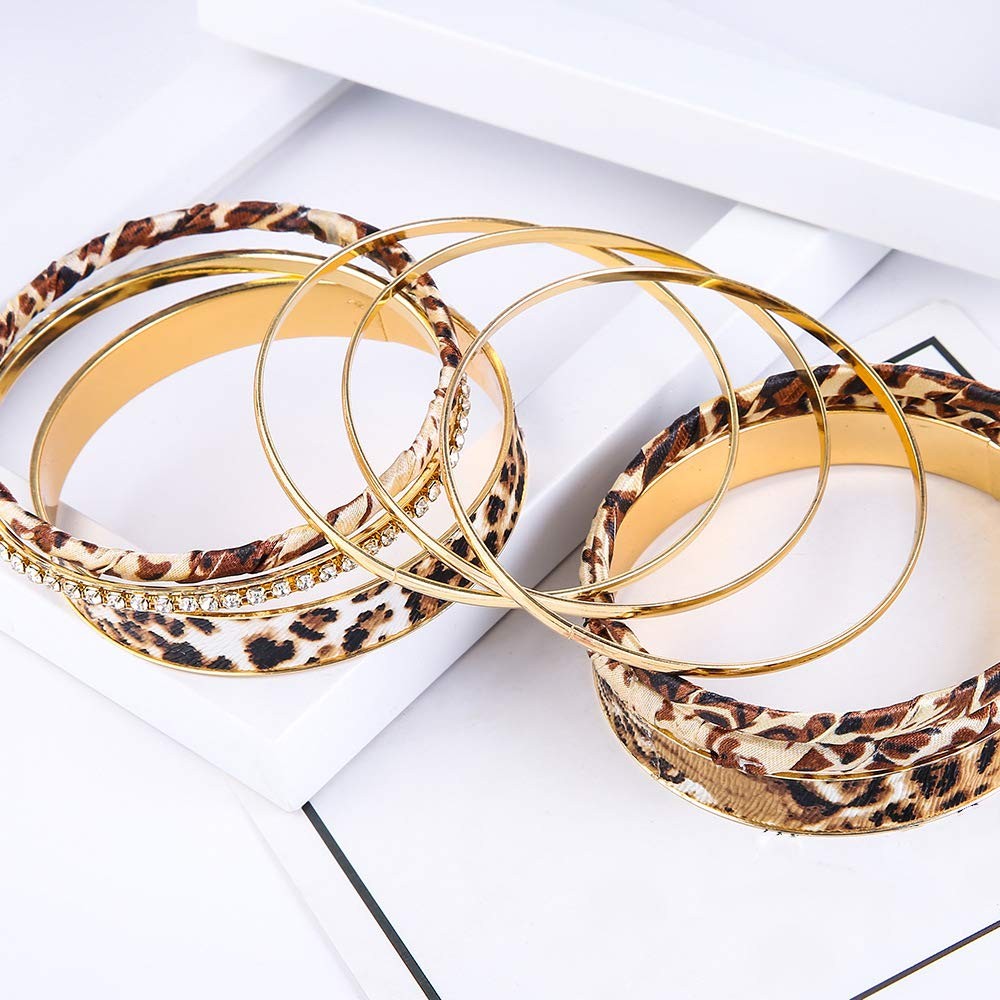 Leopard Multi Layer Bangle Bracelet Fashion Jewelry