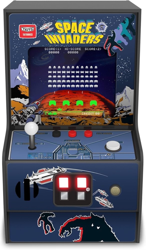 Space Invaders Mini Arcade Machine - 6.75" LED Screen, Fully Playable Retro Game