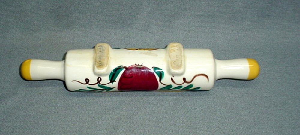 Vintage Purinton ? Ceramic Rolling Pin Planter Apple Pear