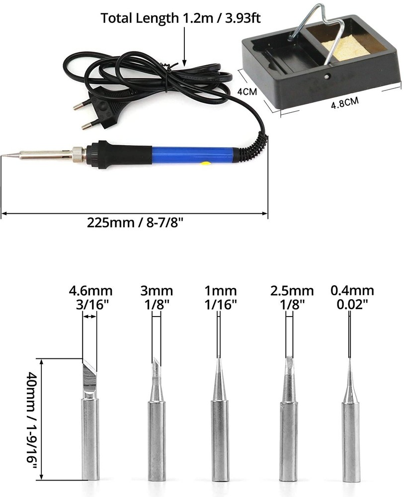 60w Temperature Adjustable 200°C ~ 450 5 Tips Mini Stand Pond Welder