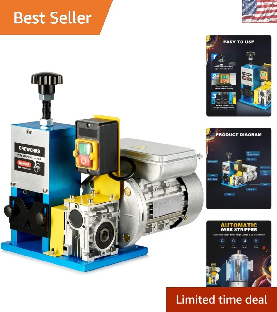 Precision Automatic Wire Stripper - 5 Channel Tool for 0.06''-1'' Copper Waste