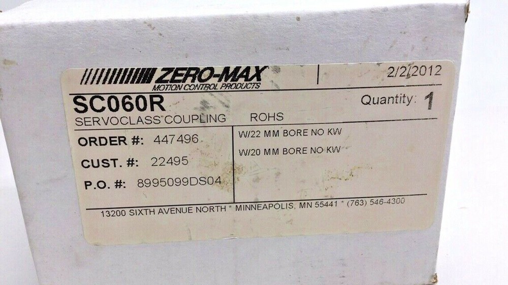 Zero-Max SC060R 22mm x 20mm Style A Servoclass Coupling ROHS