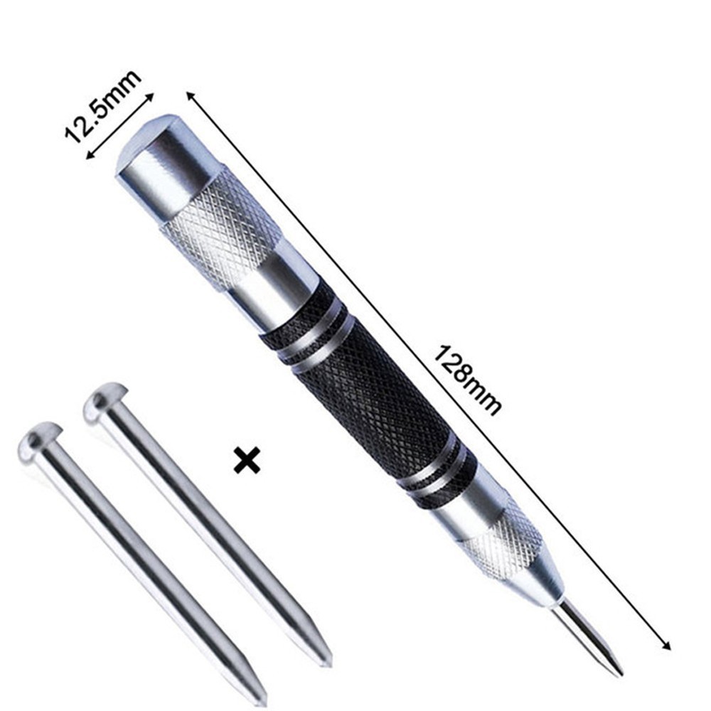 Automatic Center Punch Spring Loaded Tool With 2 Pcs Spare Punch Adjustable