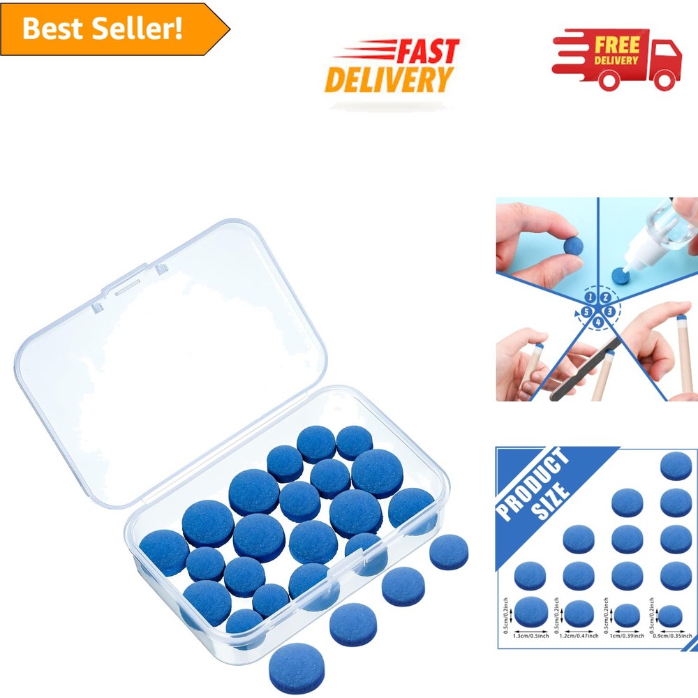Billiard Cue Tips Replacement Kit – 20 Tips with Convenient Storage Box