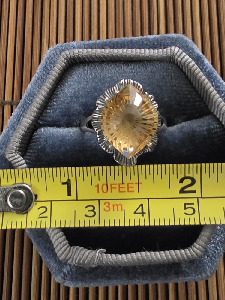 925 Silver Citrine Adjustable Ring