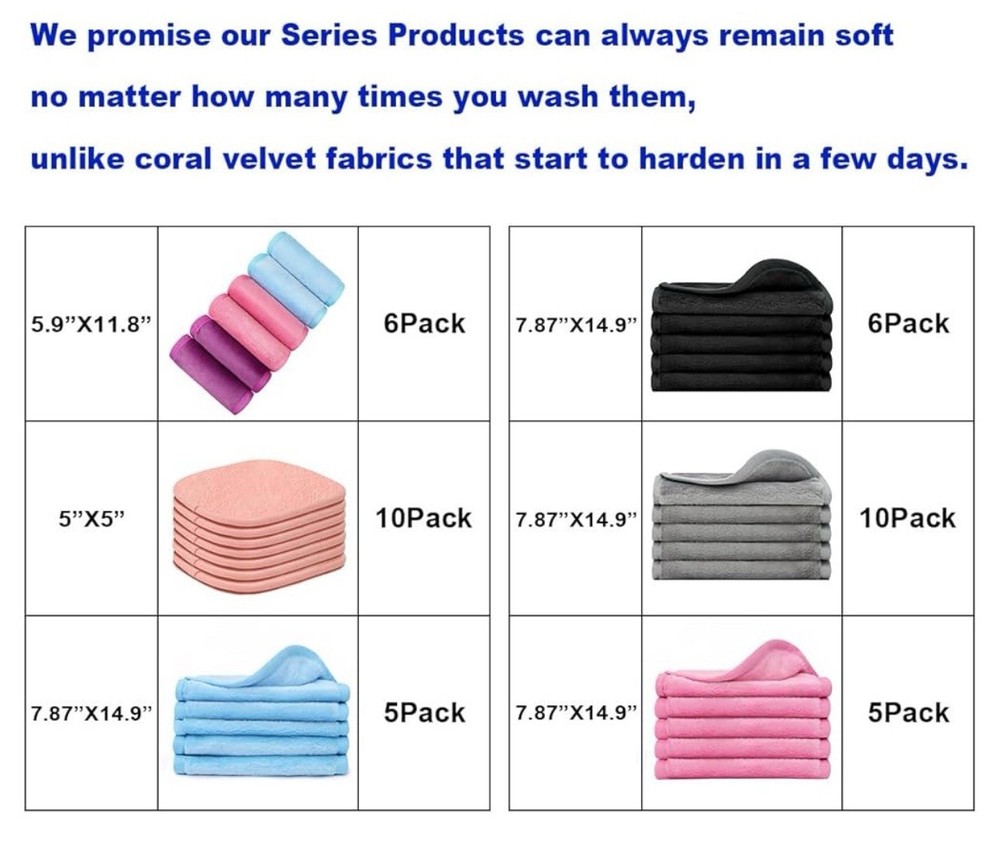 Makeup Eraser Full Size 5 Pack Blue Reusable Cloth New in Box
