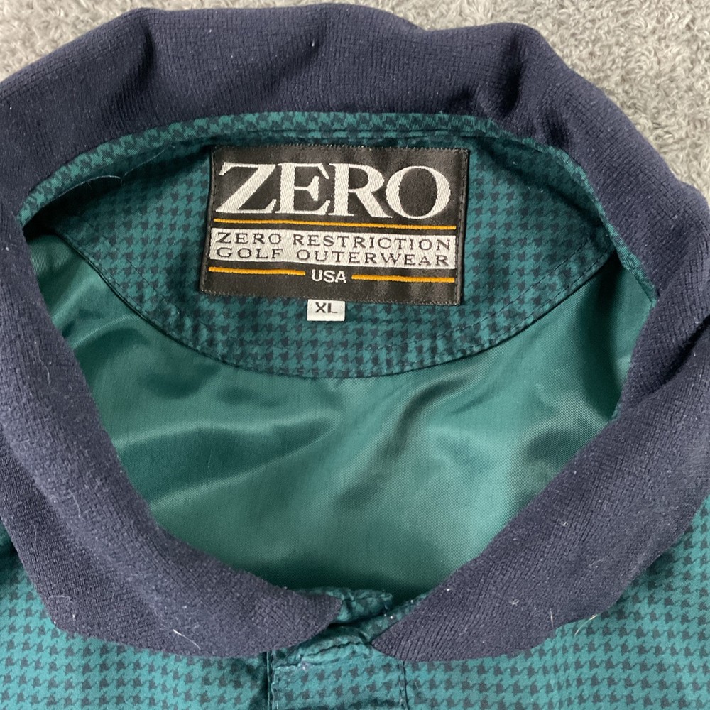 Zero Restriction Jacket Mens XL Green Houndstooth Windbreaker Golf Pullover