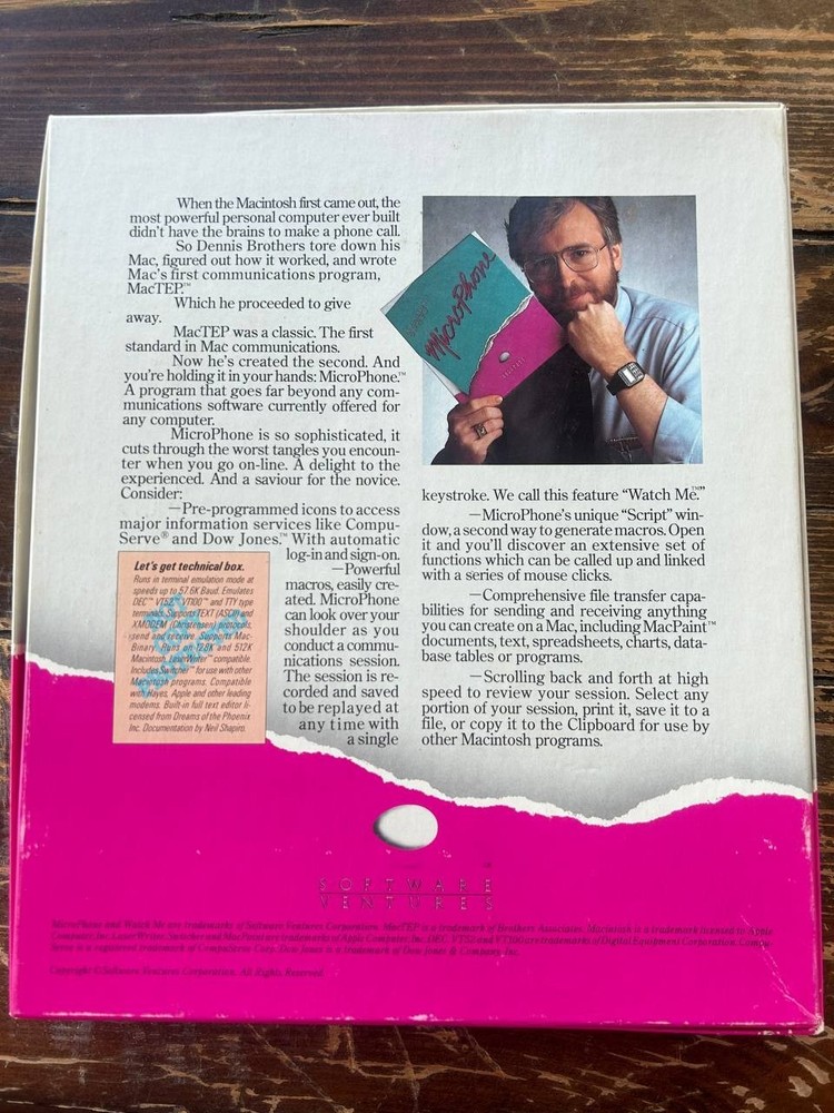 MicroPhone Communication Software for Macintosh Boxed w Manuals & Disks