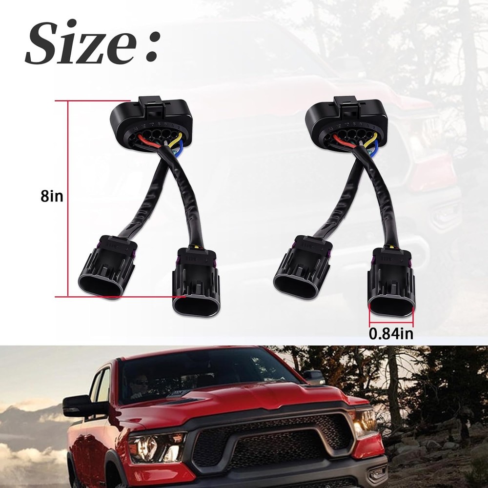 2Pcs Headlight Conversion Harnesses For 2009-2018 Dodge Ram 1500 2500 3500 etc