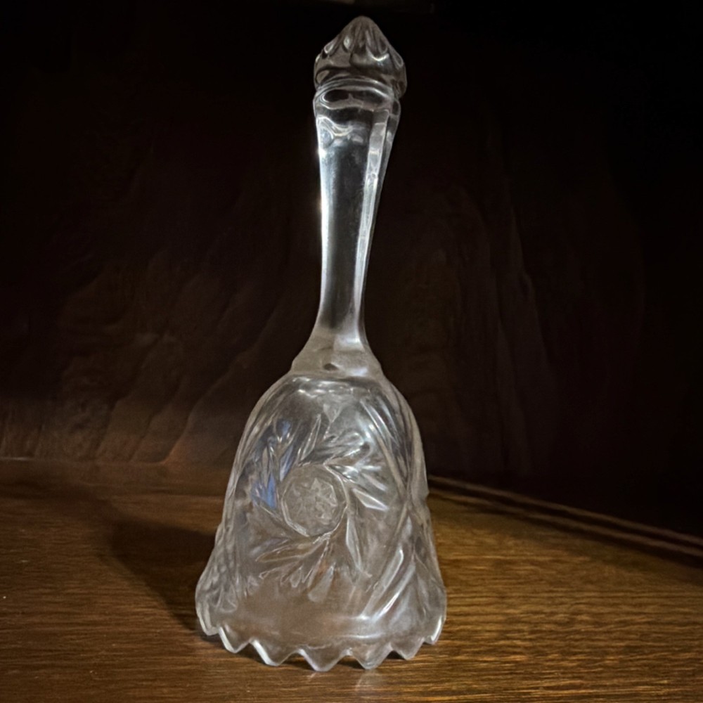 Crystal Forever Crystal Bell Clear Floral Patterned Handle in Box