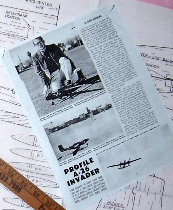 B-26 EXACT SCALE PLANS + CONSTRUCTION ARTICLE for 52" WW 2 UC Model Airplane